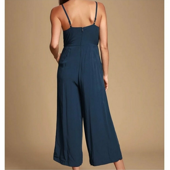 Navy Perfect Places Embroidered Culotte Jumpsuit - Picture 2 of 6